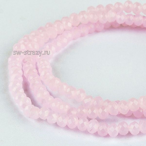 Бусины граненые Rondelle 3 мм розовый воск (№43), 1 нить