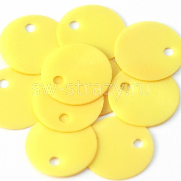 Пайетки круглые 10 мм матовые желтые (10 шт)