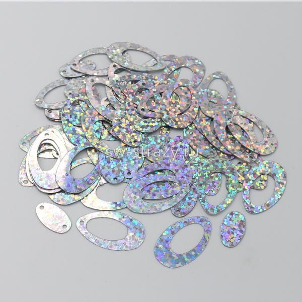Пайетки овал 2,2х1,4 см Silver Hologram (3 гр)