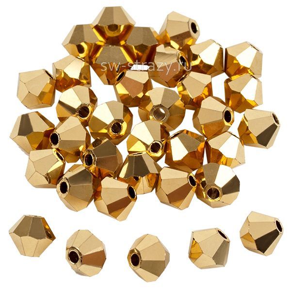 P Rondelle Bead 5328 3 mm crystal Aur-f