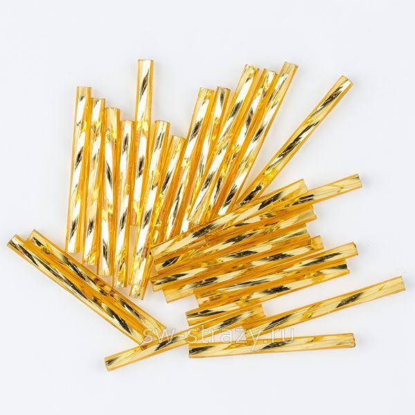 Стеклярус витой 25 мм яркий золотой внутреннее серебрение (17050TW)