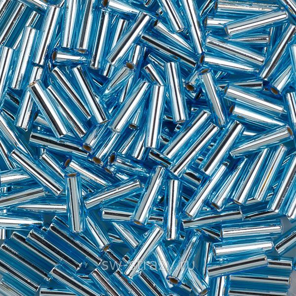 Стеклярус 6x1,7 mm 018 Aqua Silver Lined