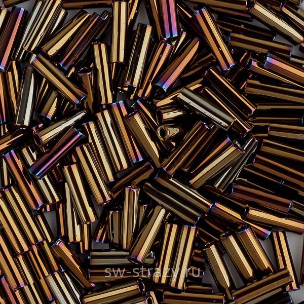 Стеклярус 6x1,7 mm 458 Metallic Iris Brown