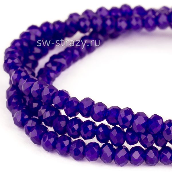 Бусины граненые Rondelle 3 мм сине-фиолетовый (10), 1 нить
