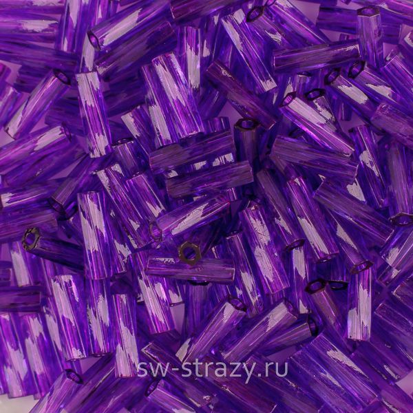 Twisted Bugle 2х6 mm 1721 DYED TRANSPARENT DARK PURPLE