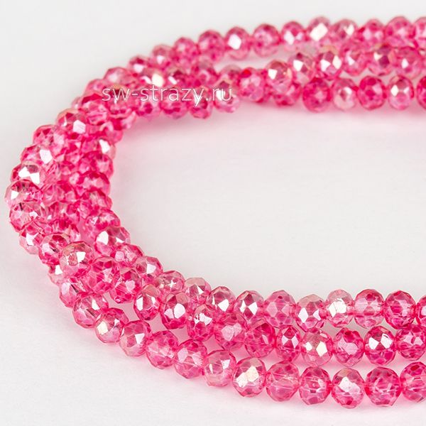 Бусины граненые Rondelle 2 мм красно-коралловый (26\dyed), 1 нить