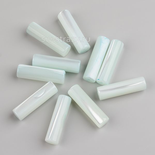 Бусина-трубочка из перламутра 4х14 мм пастельно-бирюзовая*