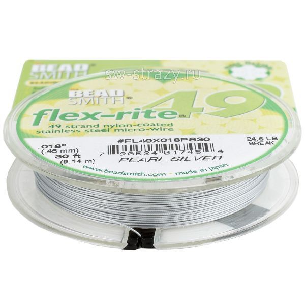 Тросик ювелирный на катушке FLEX-RITE49 Pearl Silver 0.45 мм FL49X018PS30