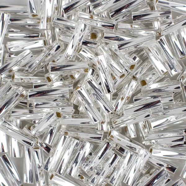 Twisted Bugle 2х6 mm 0001 Crystal Silver Lined
