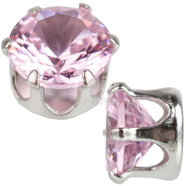 Циркон круглый в оправе  6 мм Pink
