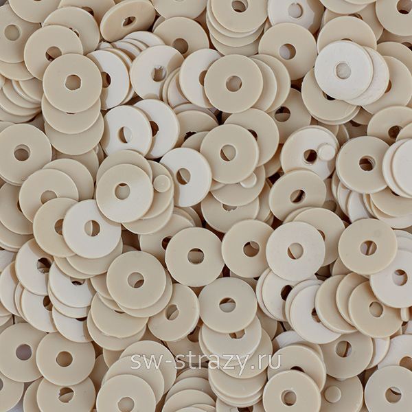 Пайетки плоские 4 мм бежевые (3гр)