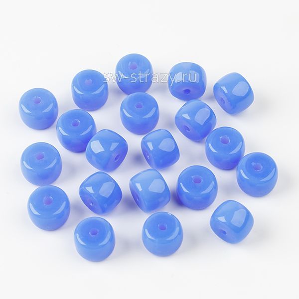 Бусины стеклянные 8,5х6 мм насыщенный голубой*