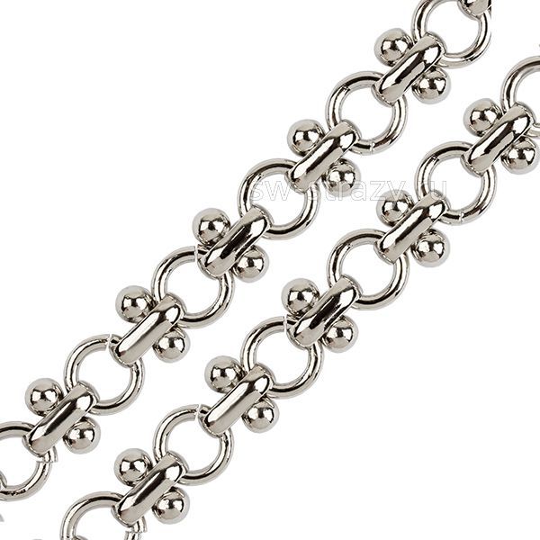 Цепь фигурная с круглыми звеньями 7 мм родий