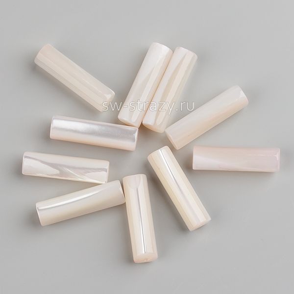 Бусина-трубочка из перламутра 4х14 мм пастельно-розовая*