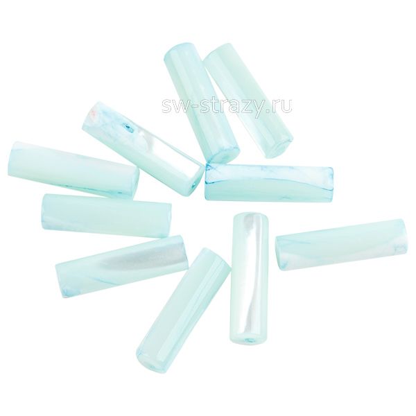 Бусина-трубочка из перламутра 4х14 мм светло-бирюзовая*