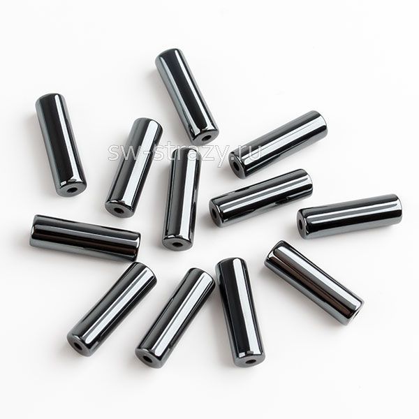 Бусина-трубочка из темного гематита 13х4 мм*