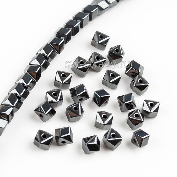 Бусина-куб граненая из темного гематита 3 мм *