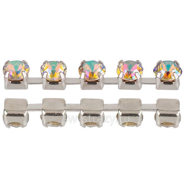 Стразовая цепь 2 мм  Crystal AB\silver (K-S001AB)