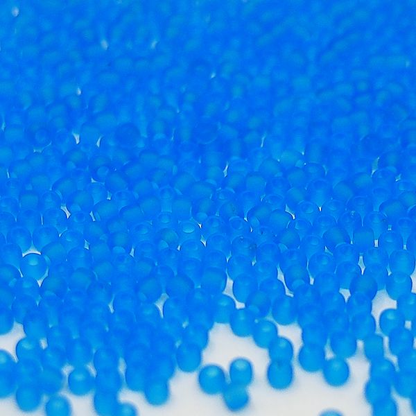 Бисер круглый 11/0 #0003CF Матовый прозрачный темный аквамарин