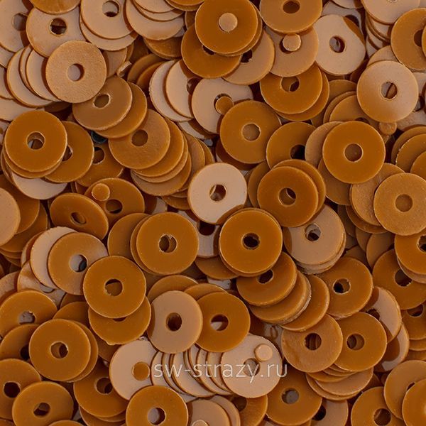 Пайетки плоские 4 мм светло-коричневые (3гр)