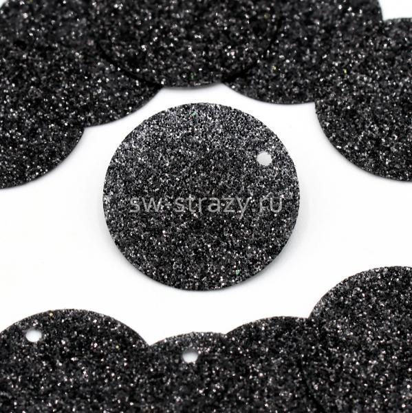 Пайетки круглые 20 мм черный с блестками (10 шт)