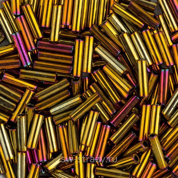 Стеклярус 6x1,7 mm 462 Metallic Gold Iris