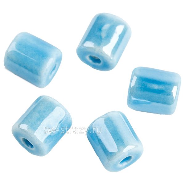 Бусина керамическая бочонок 7х4,5 мм голубая