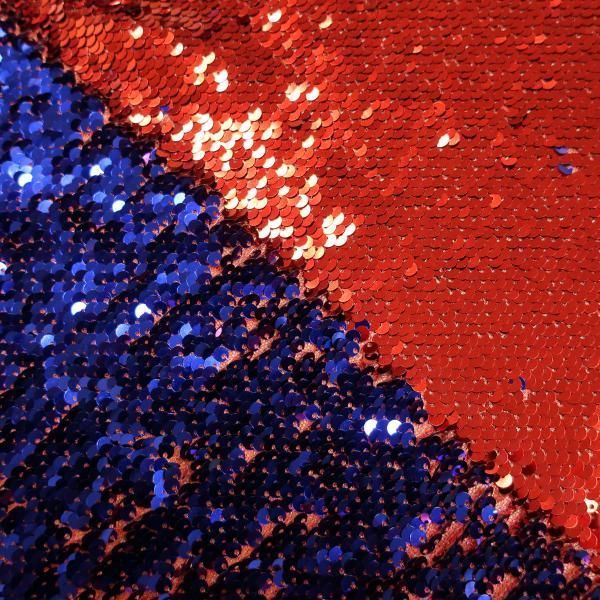 Пайеточная ткань красный\синий (65 см)