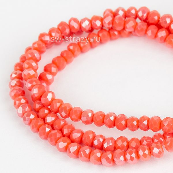 Бусины граненые Rondelle 2 мм коралл АВ (126), 1 нить