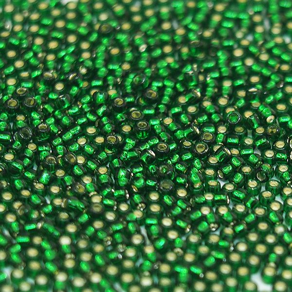 Бисер круглый 11/0 #0036 Внутреннее серебрение,  изумруд
