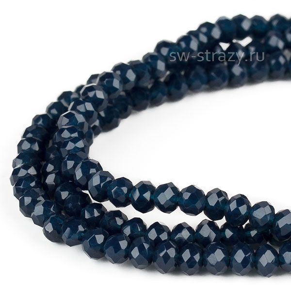 Бусины граненые Rondelle 2 мм синяя керамика (64), 1 нить