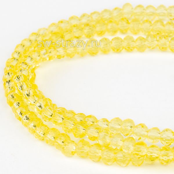 Бусины граненые Rondelle 2 мм лимонный (30),  1 нить
