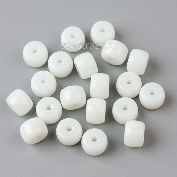 Бусины стеклянные 6,5х4 мм белый*