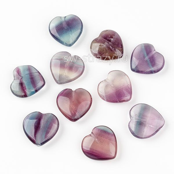 Бусина-сердце полупросверленная из флюорита 12х12мм*