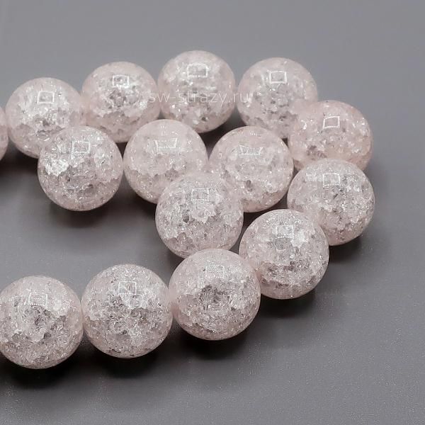 Бусина из кварца d=12 мм прозрачная светло-розовая