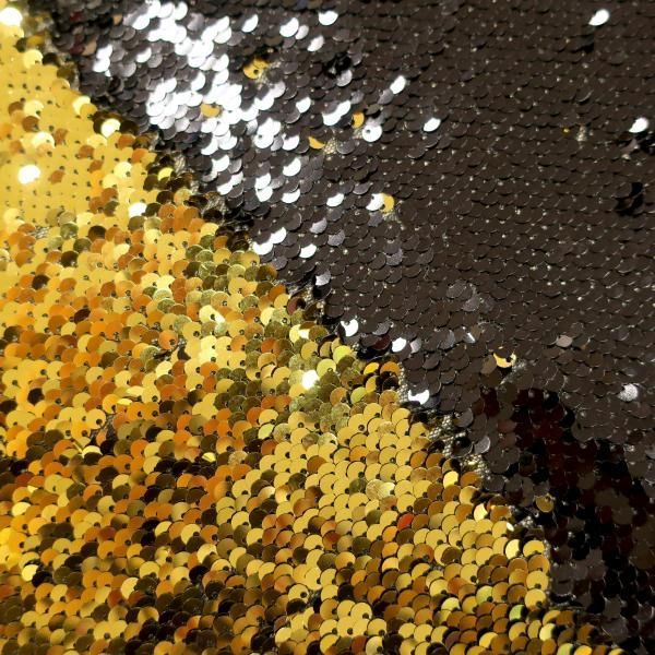 Пайеточная ткань черный\золото (65 см)