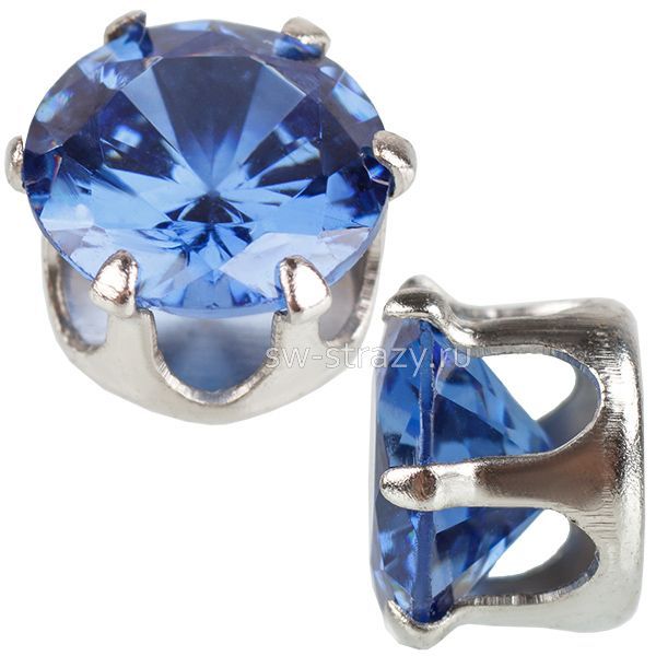 Циркон круглый в оправе  6 мм Blue